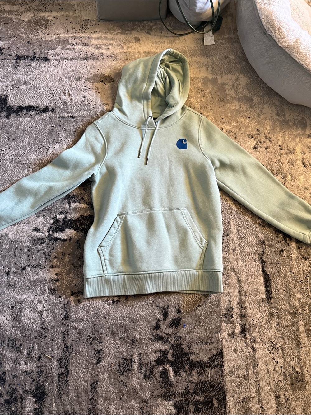 Carhartt Mint Green Pullover Hoodie with Blue Logo